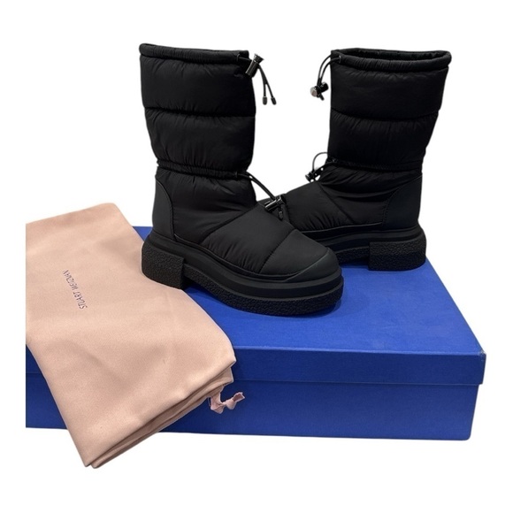Stuart Weitzman Round Toe Cam SportLift Boots Women's 5.5 B Black Pull-On - Picture 15 of 15